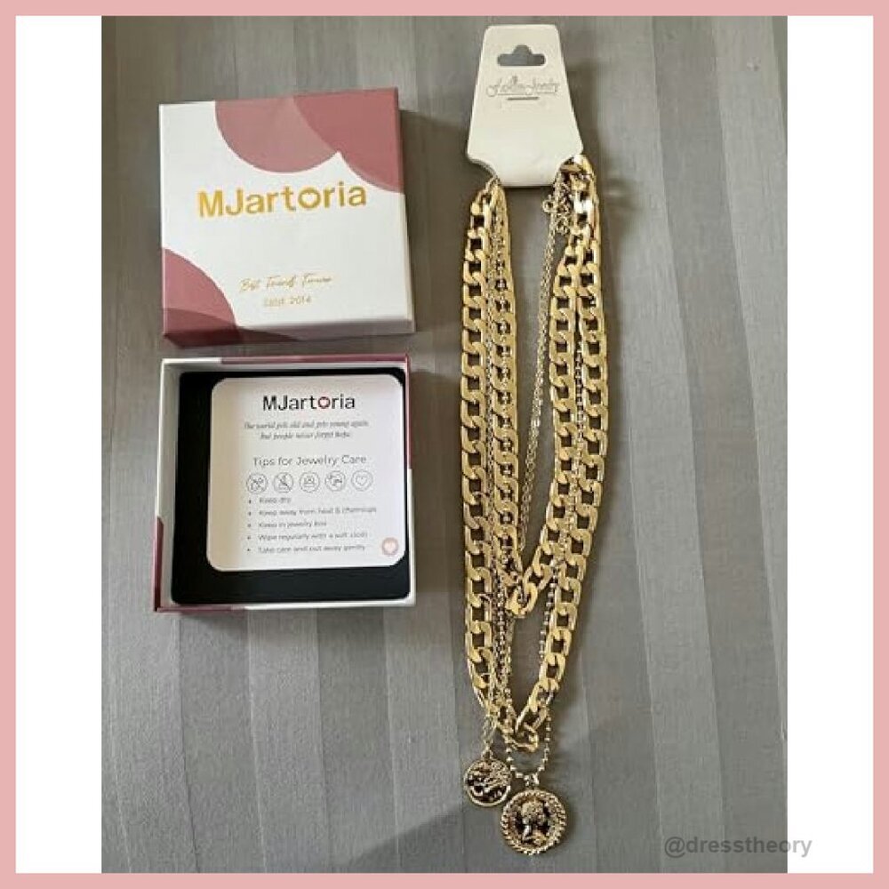 Layered Coin Pendant Necklace Set with Chunky Chain - Picture 7 of 8